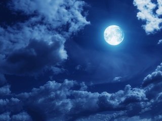 Обои небо, облака, луна, the sky, clouds, the moon разрешение 2880x1800 Загрузить