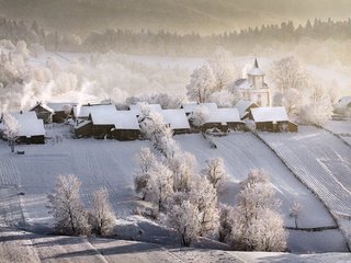 Обои храм, зима, деревня, дома, winter tale, temple, winter, village, home разрешение 2499x1676 Загрузить