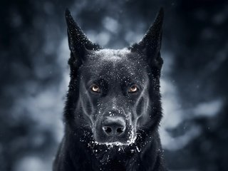 Обои морда, снег, фон, взгляд, собака, черная, немецкая овчарка, face, snow, background, look, dog, black, german shepherd разрешение 2048x1365 Загрузить