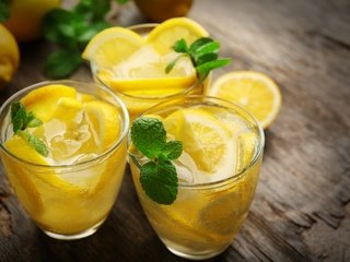 Обои мята, напиток, фрукты, лимон, цитрус, стаканы, лимонад, mint, drink, fruit, lemon, citrus, glasses, lemonade разрешение 5760x3840 Загрузить