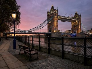 Обои река, лондон, темза, англия, набережная, фонарь, тауэрский мост, river, london, thames, england, promenade, lantern, tower bridge разрешение 2048x1278 Загрузить