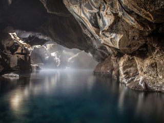 Обои вода, пещера, грот, water, cave, the grotto разрешение 1920x1080 Загрузить