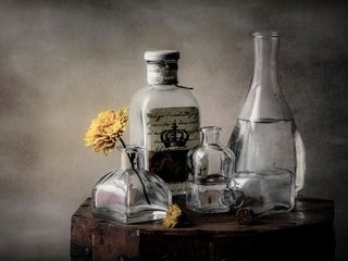 Обои цветок, стекло, посуда, бутылка, алкоголь, натюрморт, графин, самогон, flower, glass, dishes, bottle, alcohol, still life, decanter, moonshine разрешение 2048x1356 Загрузить