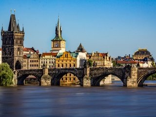 Обои река, мост, прага, карлов мост, чехия, влтава, river, bridge, prague, charles bridge, czech republic, vltava разрешение 3840x2160 Загрузить