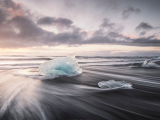 Обои небо, облака, пейзаж, море, пляж, лёд, the sky, clouds, landscape, sea, beach, ice разрешение 1920x1200 Загрузить