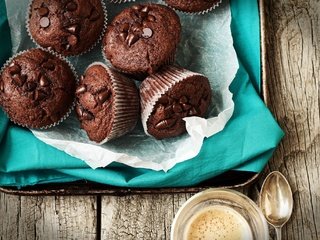 Обои шоколад, сладкое, выпечка, десерт, кексы, маффины, chocolate, sweet, cakes, dessert, cupcakes, muffins разрешение 2060x1373 Загрузить