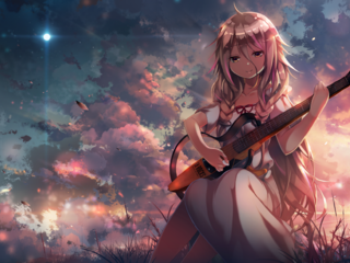 Обои девушка, гитара, аниме, girl, guitar, anime разрешение 2194x1234 Загрузить