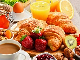 Обои орехи, натюрморт, клубника, яйцо, кофе, круассан, апельсин, сок, киви, завтрак, стакан, мед, nuts, still life, strawberry, egg, coffee, croissant, orange, juice, kiwi, breakfast, glass, honey разрешение 2560x1709 Загрузить