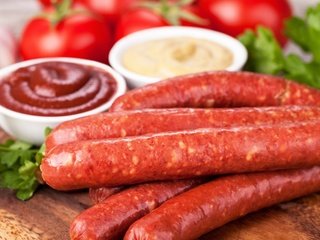 Обои кетчуп, колбаса, помидоры, соус, ketchup, sausage, tomatoes, sauce разрешение 2560x1599 Загрузить