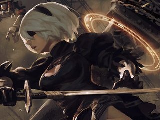 Обои арт, девушка, девушка-воин, дичь, 2b, yorha no.2 type b, girl warrior, nier: automata, art, girl, the girl-soldier, game разрешение 1920x1080 Загрузить