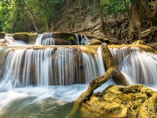 Обои река, природа, водопад, палки, river, nature, waterfall, stick разрешение 2880x1800 Загрузить
