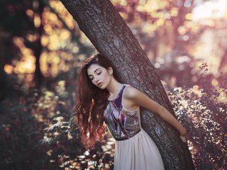 Обои природа, дерево, девушка, фон, длинные волосы, закрытые глаза, mara saiz, nature, tree, girl, background, long hair, closed eyes разрешение 2048x1365 Загрузить