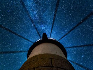 Обои ночь, звезды, маяк, сша, млечный путь, клайд, штат мэн, night, stars, lighthouse, usa, the milky way, clyde, state of maine разрешение 1920x1200 Загрузить