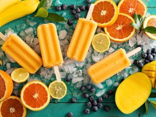 Обои мороженое, фрукты, цитрусы, ice cream, fruit, citrus разрешение 5569x3713 Загрузить