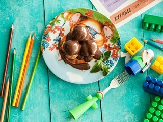 Обои карандаши, вилка, шоколад, печенье, выпечка, конструктор, pencils, plug, chocolate, cookies, cakes, designer разрешение 2048x1365 Загрузить