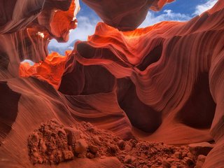 Обои небо, janusz leszczyn, скалы, природа, камни, каньон, сша, каньон антилопы, аризона, the sky, rocks, nature, stones, canyon, usa, antelope canyon, az разрешение 1920x1200 Загрузить