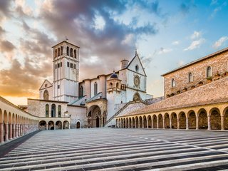 Обои италия, церковь, монастырь, ассизи, базилика, сан-франческо, italy, church, the monastery, assisi, basilica, san francesco разрешение 3840x2400 Загрузить