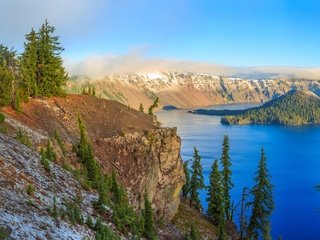 Обои озеро, скалы, природа, кратер, lake, rocks, nature, crater разрешение 3840x2160 Загрузить