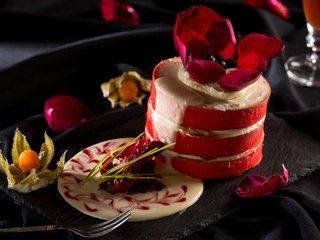 Обои цветок, сладкое, торт, десерт, физалис, пирожное, flower, sweet, cake, dessert, physalis разрешение 3000x2000 Загрузить