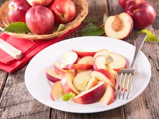 Обои фрукты, дольки, тарелка, косточка, нектарин, fruit, slices, plate, bone, nectarine разрешение 5760x3840 Загрузить