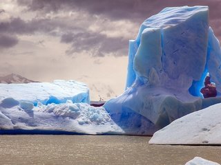 Обои небо, облака, снег, зима, лёд, айсберг, ледник, the sky, clouds, snow, winter, ice, iceberg, glacier разрешение 1920x1080 Загрузить