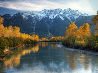 Обои река, горы, природа, лес, пейзаж, осень, river, mountains, nature, forest, landscape, autumn разрешение 1920x1200 Загрузить