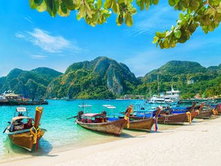 Обои море, пляж, лодки, таиланд, тропики, sea, beach, boats, thailand, tropics разрешение 2805x2000 Загрузить