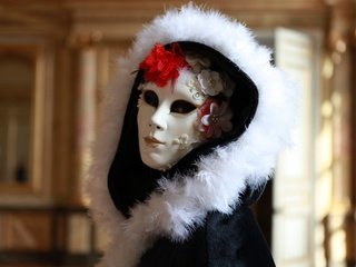 Обои маска, цветок, костюм, капюшон, карнавал, mask, flower, costume, hood, carnival разрешение 3000x2000 Загрузить