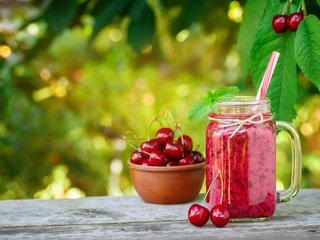 Обои напиток, черешня, ягоды, вишня, коктейль, смузи, drink, cherry, berries, cocktail, smoothies разрешение 8000x5513 Загрузить