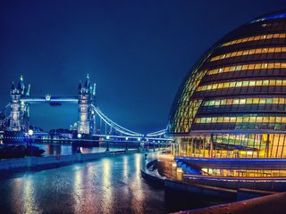 Обои ночь, огни, мост, лондон, англия, тауэрский мост, night, lights, bridge, london, england, tower bridge разрешение 2560x1600 Загрузить