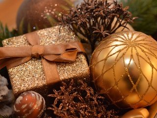 Обои новый год, елка, подарок, рождество, елочные игрушки, new year, tree, gift, christmas, christmas decorations разрешение 3840x2400 Загрузить