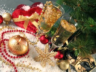 Обои праздник, свечи, рождество, новый год, шампанское, елка, снежинки, мишура, подарки, застолье, сердце, бусы, бокалы, holiday, candles, christmas, new year, champagne, tree, snowflakes, tinsel, gifts, feast, heart, beads, glasses разрешение 3840x2400 Загрузить