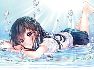Обои аниме, мыльные пузыри, lying down, gевочка, anime, bubbles, girl разрешение 1920x1356 Загрузить