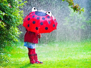 Обои трава, ветки, дети, девочка, дождь, зонт, ребенок, grass, branches, children, girl, rain, umbrella, child разрешение 2880x1800 Загрузить