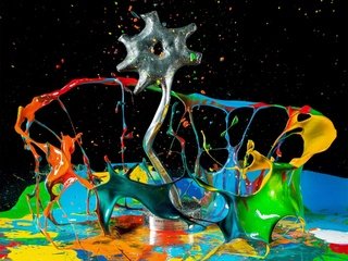 Обои макро, капли, разноцветные, брызги, краска, всплески, macro, drops, colorful, squirt, paint, bursts разрешение 1920x1440 Загрузить