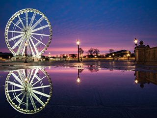 Обои вода, колесо обозрения, город, париж, франция, place de la concorde, fontaine des fleuves, water, ferris wheel, the city, paris, france разрешение 2048x1367 Загрузить