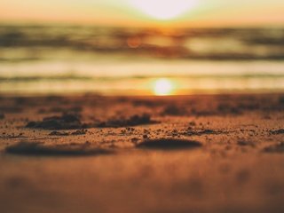 Обои солнце, закат, песок, пляж, боке, the sun, sunset, sand, beach, bokeh разрешение 3456x2304 Загрузить