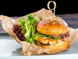 Обои гамбургер, котлета, мясо, салат, булочка, бургер, hamburger, patty, meat, salad, bun, burger разрешение 3000x2000 Загрузить