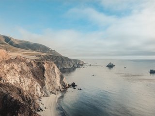 Обои небо, облака, скалы, берег, море, горизонт, побережье, the sky, clouds, rocks, shore, sea, horizon, coast разрешение 3000x2000 Загрузить