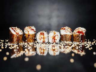 Обои рис, суши, роллы, морепродукты, figure, sushi, rolls, seafood разрешение 5680x3792 Загрузить