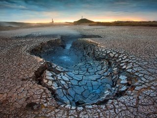 Обои пустыня, кратер, потрескавшаяся земля, desert, crater, cracked earth разрешение 1920x1080 Загрузить