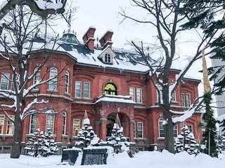 Обои снег, зима, пейзаж, города, япония, здание, здания, саппоро, snow, winter, landscape, city, japan, the building, building, sapporo разрешение 2112x1188 Загрузить