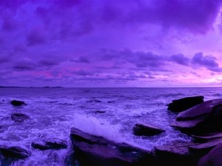 Обои небо, камни, закат, океан, the sky, stones, sunset, the ocean разрешение 3319x1200 Загрузить