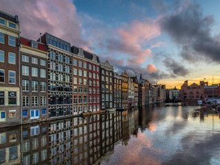 Обои отражение, канал, дома, здания, нидерланды, амстердам, reflection, channel, home, building, netherlands, amsterdam разрешение 6144x4215 Загрузить