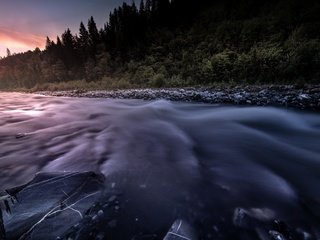 Обои река, лес, закат, river, forest, sunset разрешение 3840x2160 Загрузить