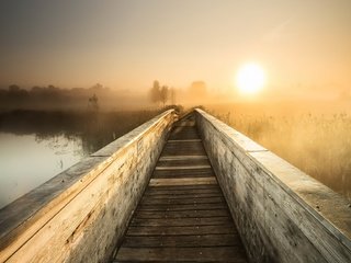 Обои река, туман, мост, river, fog, bridge разрешение 1932x1251 Загрузить