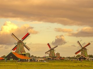 Обои нидерланды, ветряные мельницы, netherlands, windmills разрешение 3072x2048 Загрузить