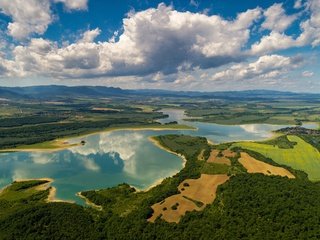 Обои небо, река, водоем, берега, the sky, river, pond, bank разрешение 3840x2160 Загрузить