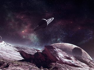 Обои космос, звезды, планета, туманность, space, stars, planet, nebula разрешение 2560x1600 Загрузить