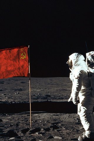 Обои луна, ссср, человек, флаг, первый, на луне, космонавт, the moon, ussr, people, flag, first, on the moon, astronaut разрешение 2560x1600 Загрузить